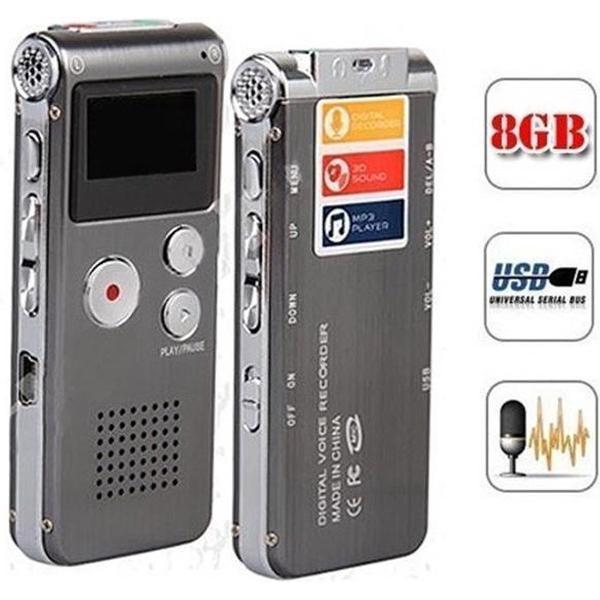 Multifunctionele Memorecorder 8 GB Zilver