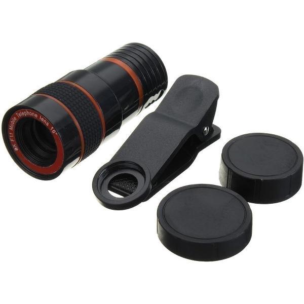 8X Zoom Black Telescoop Telephoto lens met clip voor iPhone Samsung Xiaomi