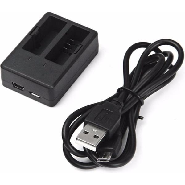 SJCAM Dual USB Charger + Kabel - Geschikt voor SJCAM sj4000 sj5000 sj6000 sj7000 SJ6 SJ7 Eken H9 H9R H3 H3R H8 H8R W9 Camera