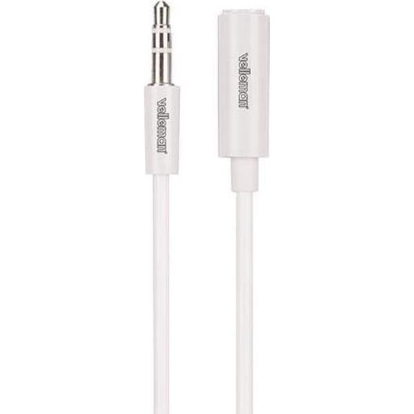 Kabel 3.5 Mm 3P Stereo Mannelijk Naar 3.5 Mm 3P Stereo Vrouwelijk - Wit - 1 M