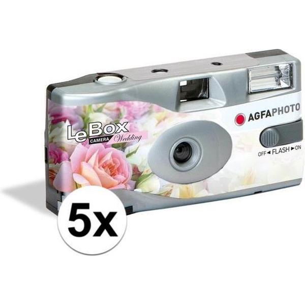 5x Bruiloft/huwelijk wegwerp camera met flitser en 27 kleuren fotos - Vrijgezellenfeest weggooi fototoestel