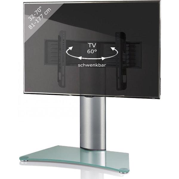 TV standaard TV voet tafelmodel Windoxa MAXI zilver/matglas