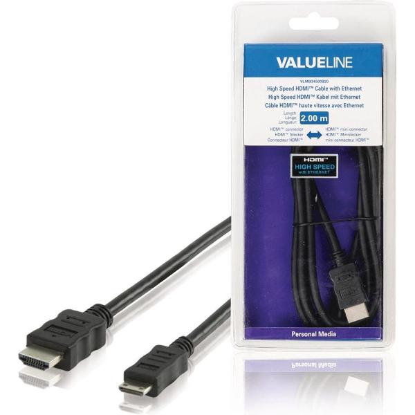 Valueline Vlmb34500b20 High Speed Hdmi-kabel met Ethernet Hdmi-connector - Hdmi Mini-connector 2,00 M Zwart