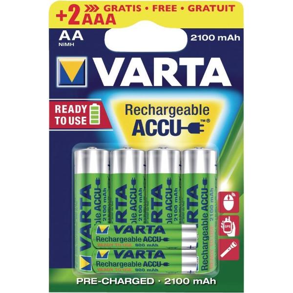 Varta V56706496 Ready2Use 4xAAA + 2xAA Oplaadbare Batterijen
