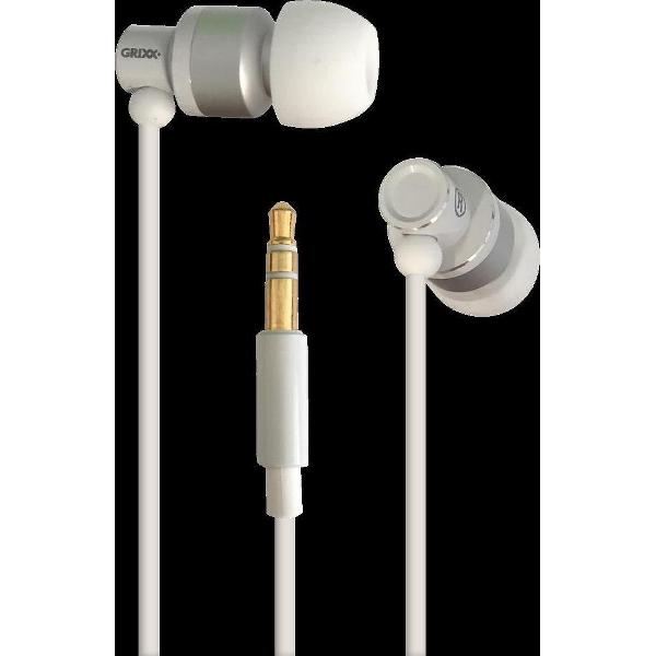 Grixx Optimum In-Ear oordopjes - 10mm Driver - 3 maten oorcaps - Wit