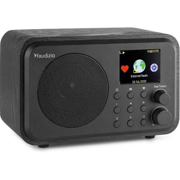 Internet radio met wifi en Bluetooth - Audizio Venice retro radio met wekkerradio en accu - Zwart