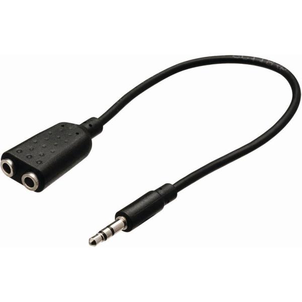 Nedis CAGB22100BK02 Stereo-audiokabel 3,5 Mm Male - 2x 3,5 Mm Female 0,2 M Zwart