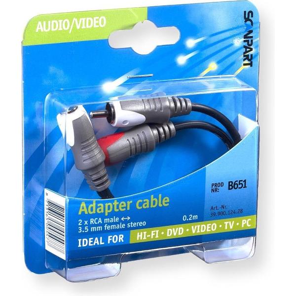 Scanpart Verloopkabel 3.5s(f)-2tulp(m) 0.2m