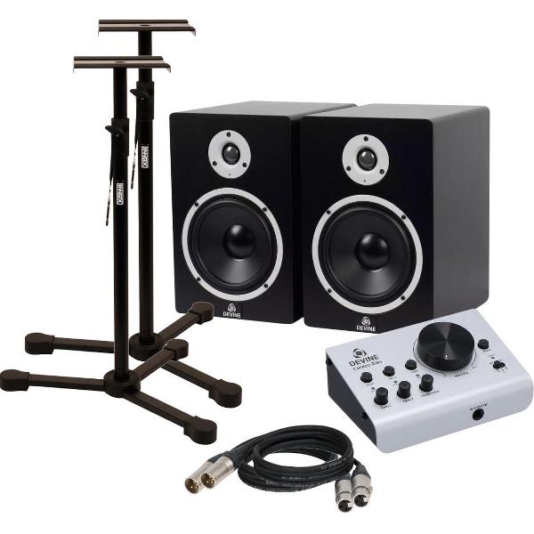 Devine Centro 2i2o studiomonitoren met aansluitkabels