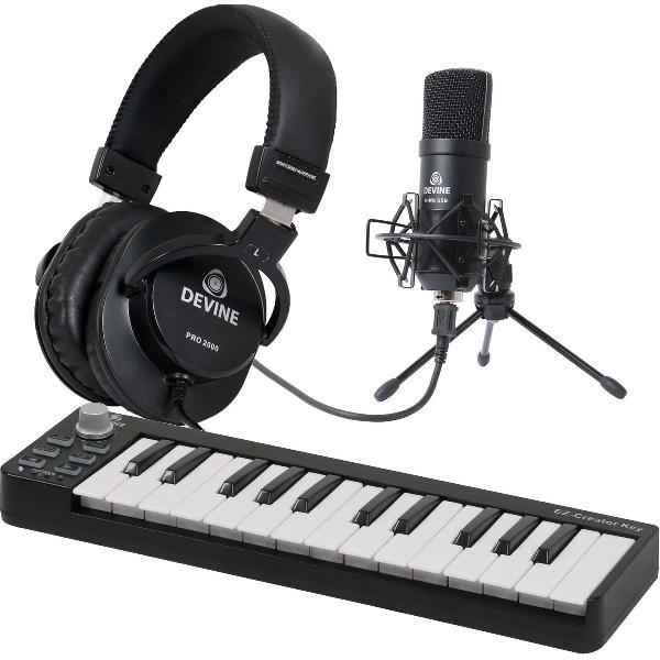 Wil je producer worden? Dan ben je met de Devine EZ Creator Keys bundel een heel eind op weg. Melodielijnen speel je in met het EZ Creator midi keyboard. De Devine M-Mic usb-microfoon is prima voor zang en aloestische gitaar.
