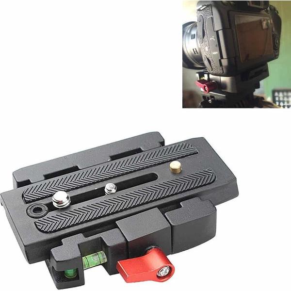 Quick Release Clamp Adapter + Quick Release Plate P200 Compatibel voor Manfrotto 501 500AH 701HDV 503HDV Q5 (zwart)