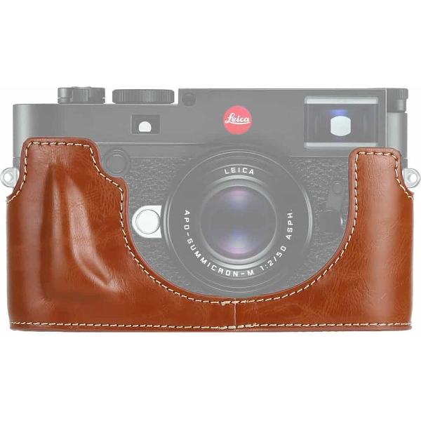 1/4 inch draad PU lederen camera half behuizing basis voor Leica M10 (bruin)