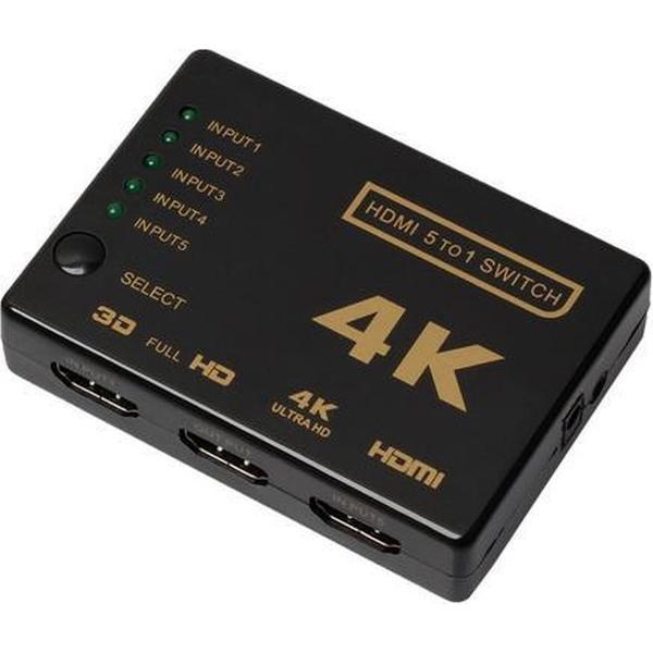 Compacte HDMI switch met 4K ondersteuning 5x IN naar 1x OUT / HaverCo