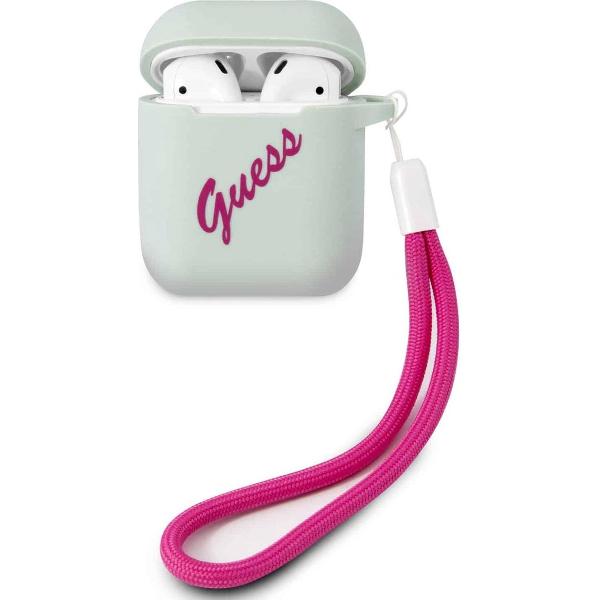 GUESS Vintage Siliconen AirPods 1 & AirPods 2 Case - Mint Groen