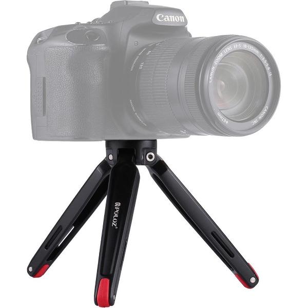 PULUZ Pocket Mini Metal Desktop-statiefbevestiging met 1/4 inch tot 3/8 inch schroefdraadadapterschroef voor digitale spiegelreflexcamera's en digitale camera's, verstelbare hoogte: 4,5-15 cm, maximale belasting: 20 kg (rood)