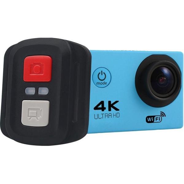 HAMTOD H9A Pro HD 4K WiFi-sportcamera met afstandsbediening en waterdichte behuizing, Generalplus 4247, 2,0 inch LCD-scherm, 170 graden groothoeklens (blauw)