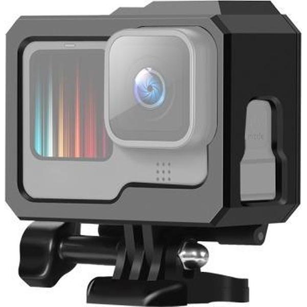 Voor GoPro HERO9 Zwart ABS Plastic Border Frame Mount Beschermhoes met Gesp Basic Mount & Schroef (Zwart)