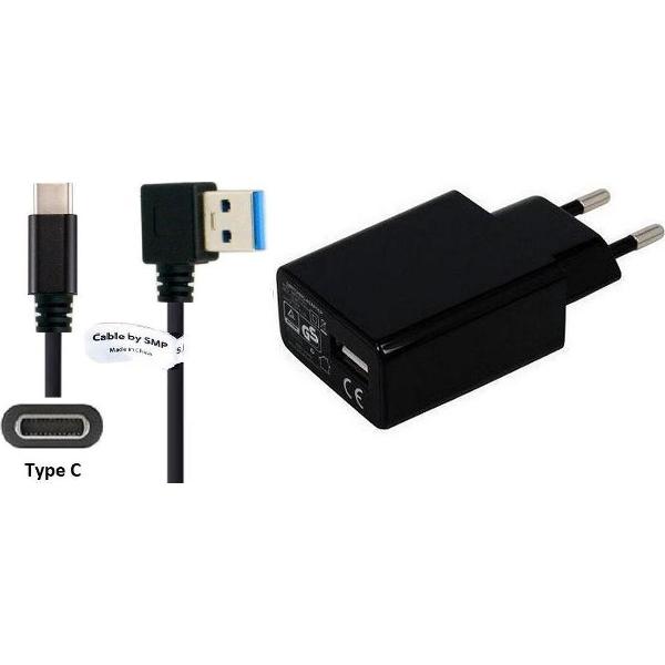 3A lader TUV gekeurd 1,0 m Oplaadkabel en oplader adapter met USB C stekker. Past ook op Archos. O.a. Sense 50dc, Sense 50x