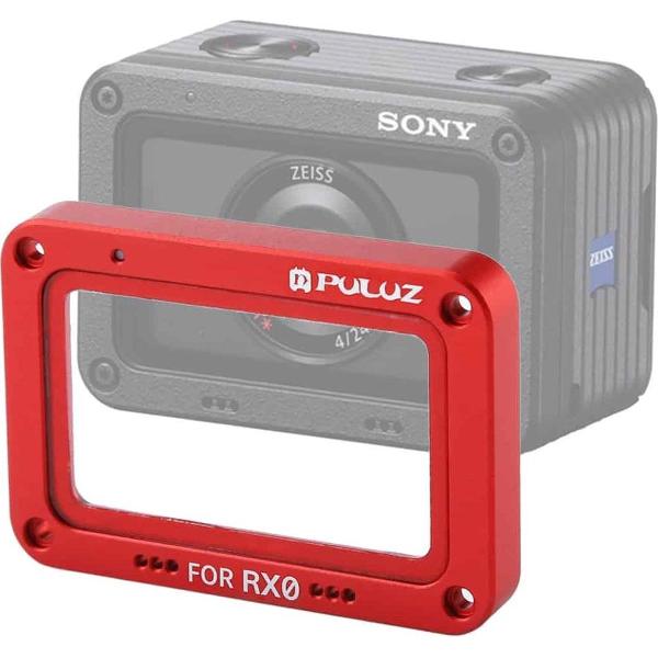 PULUZ voor Sony RX0 Aluminiumlegering Vlam + Gehard Glas Lensbeschermer met Schroeven en Schroevendraaiers (Rood)