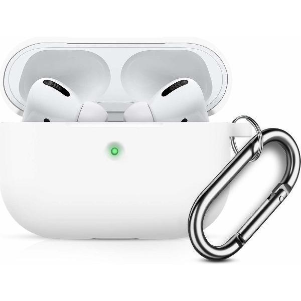 Apple AirPods Pro Soft Silicone Hoesje Met sleutelhanger - Wit