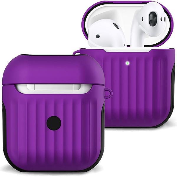 Hoes Voor Apple AirPods 1 Hoesje Case Hard Cover Ribbels - Paars
