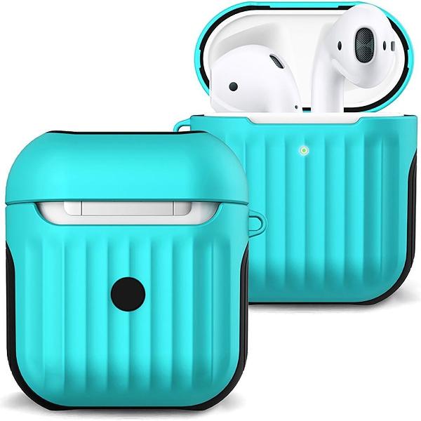 Hoesje Voor Apple AirPods 2 Case Hoes Hard Cover Ribbels - Mint Groen
