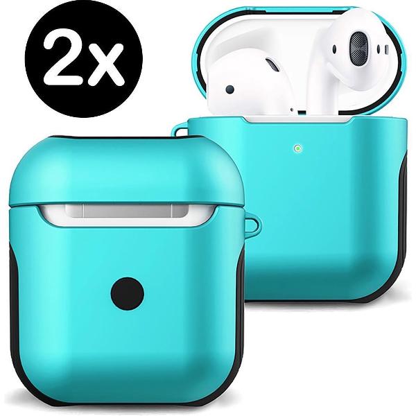 Hoesje Voor Apple AirPods 2 Case Hoes Hard Cover - Mint Groen - 2 PACK