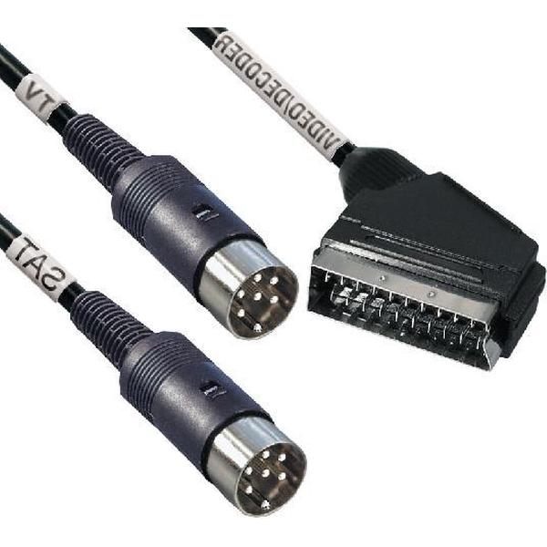 Transmedia Scart - 2x DIN 6pins kabel - 2 meter