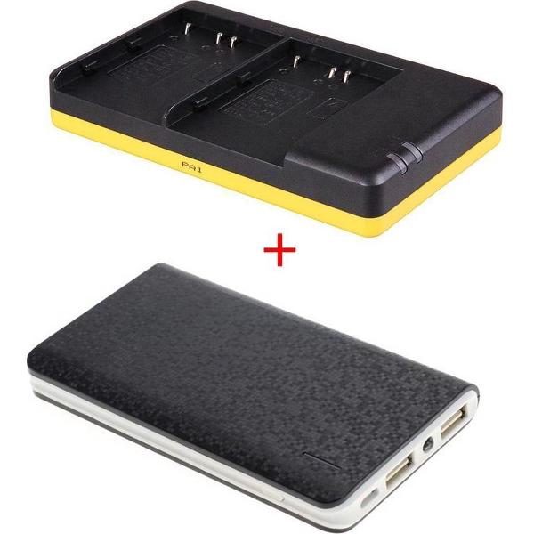 Huismerk Powerpakket Deluxe: EN-EL3e duo oplader + 8000mAh Powerbank voor 2 Nikon accu's EN-EL3 / EN-EL3e