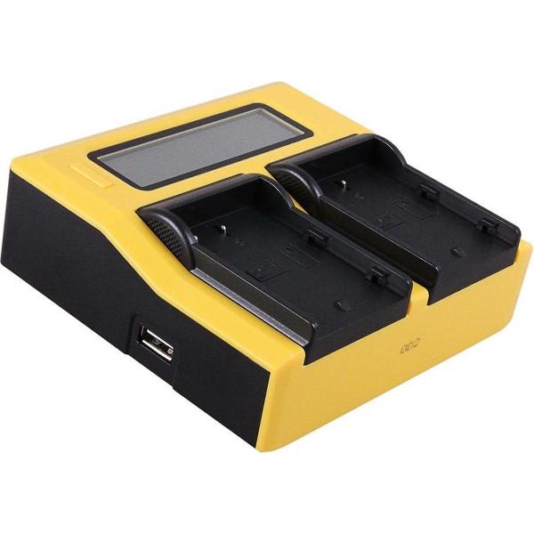 Huismerk Duo oplader voor 2 camera-accu's Panasonic DMW-BLF19 - met LCD scherm