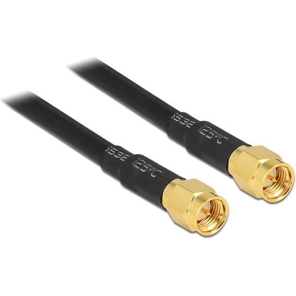 Delock WiFi-antenne Aansluitkabel [1x SMA-stekker - 1x SMA-stekker] 5.00 m Zwart Vergulde steekcontacten