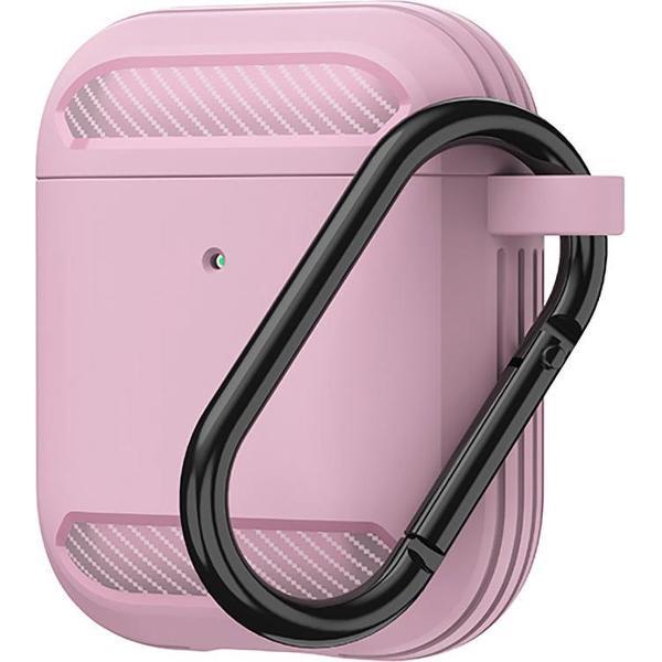 Carbon hoesje voor Apple Airpods Roze Case Shockproof Case