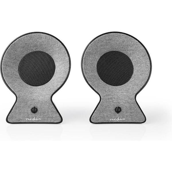 Nedis FSBS120GY Bluetooth®-speakerset Met Geweven Stof Bekleed 2x 15 W Tot 4 Uur Speeltijd True Wireless Stereo (tws) Grijs / Zwart