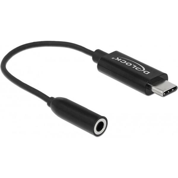 DeLOCK USB-C naar 3,5mm Jack audio adapter - actief - High-Res audio / zwart - 0,15 meter
