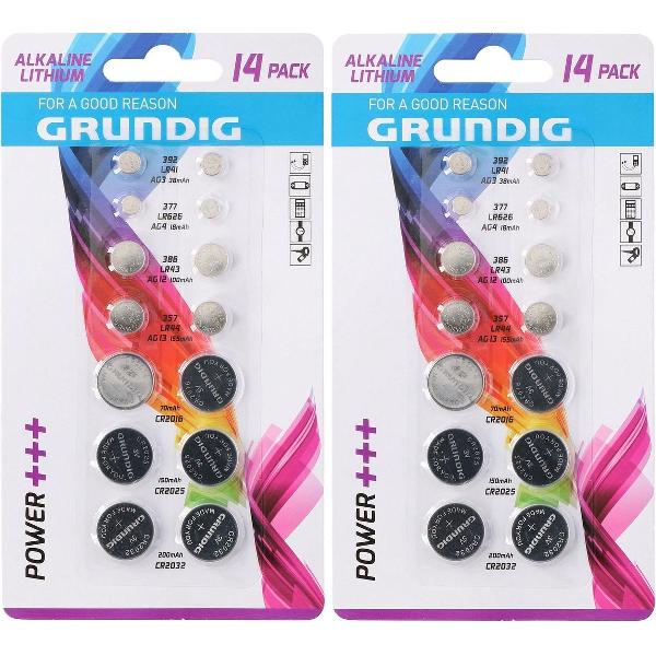 2x Set van 14 Grundig knoopcel batterijen - diverse batterijen - knoopcellbatterij / knoopbatterij