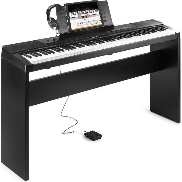 Digitale piano - MAX KB6W keyboard piano met 88 toetsen, USB midi, sustainpedaal, meubel en hoofdtelefoon - 88 gewogen en aanslaggevoelige toetsen