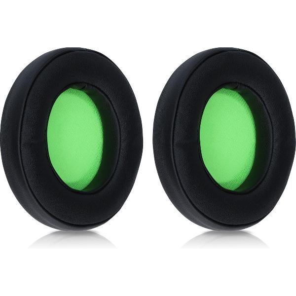 kwmobile 2x oorkussens voor Razer Kraken 7.1 V2 koptelefoons - imitatieleer - voor over-ear-koptelefoon - zwart / groen
