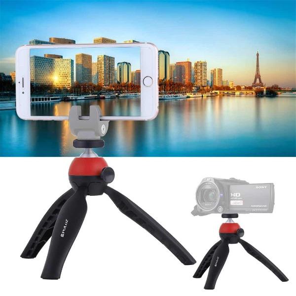 PULUZ Pocket Mini statiefbevestiging met 360 graden balhoofd voor smartphones, GoPro, DSLR-camera's (rood)