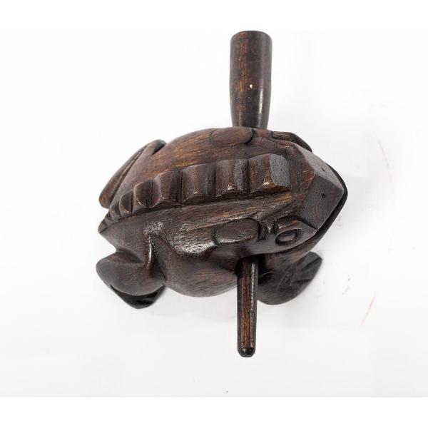 Kwakende houten kikker zwart 10.5 cm