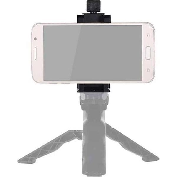 ADAI draagbare opvouwbare metalen clip mobiele telefoonhouder klembeugel (zwart)