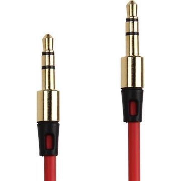 3,5 mm goldplating jack oortelefoonkabel voor iPhone / iPad / iPod / MP3, lengte: 1m (rood)