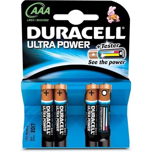 Duracell Ultra Power AAA Batterij LR03 - Niet Oplaadbaar - 4-Pack