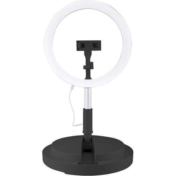 Avanca Selfie Ring Light Stand – Ringlamp met statief – Perfecte belichting voor Selfies, Video’s en TikTok – 3 lichtstanden - Inklapbaar - Zwart