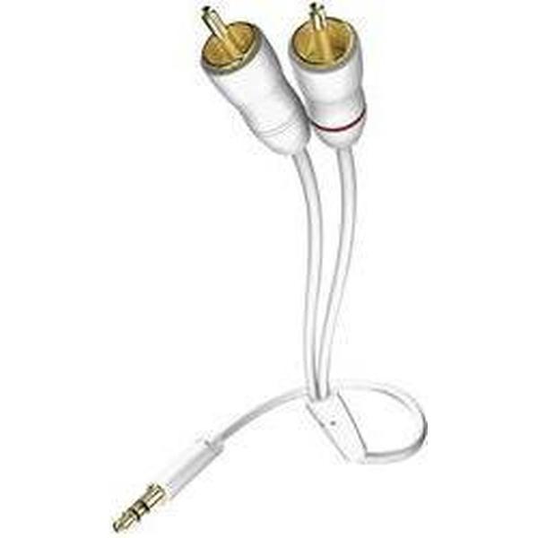 Inakustik 00310007 Cinch / Jackplug Audio Aansluitkabel [2x Cinch-stekker - 1x Jackplug male 3.5 mm] 7.50 m Wit Vergulde steekcontacten