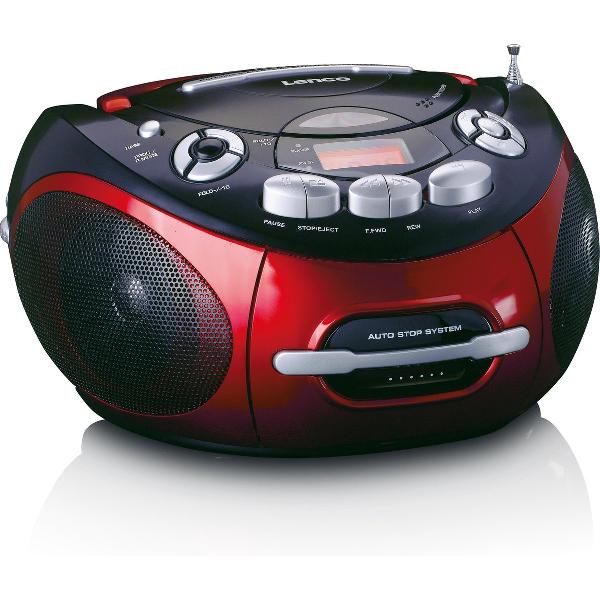 Lenco SCD-430RD - Draagbare radio, CD/MP3, casette speler - Rood