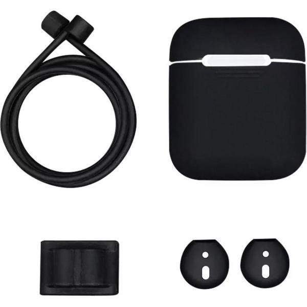 Luxe 4-in-1 delige hoes geschikt voor Airpods - Zwart