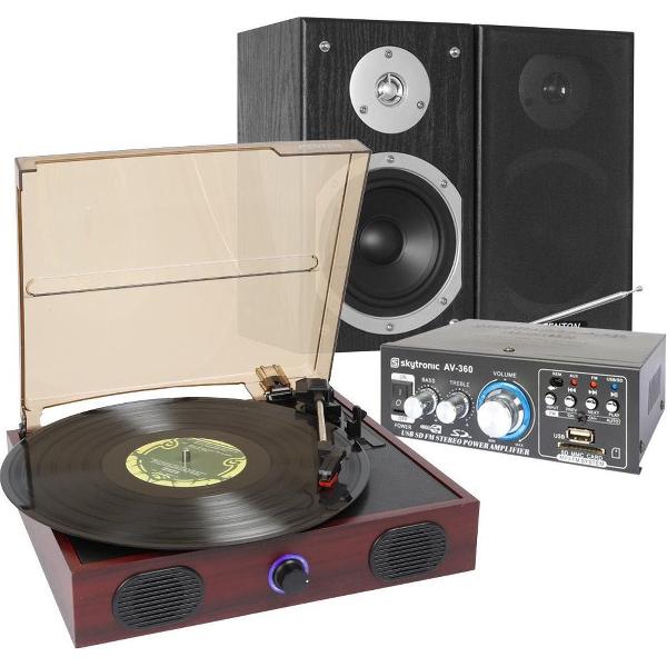 Platenspeler stereo set - Complete set met platenspeler, USB / SD speler, versterker, spea