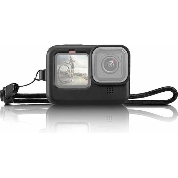 PULUZ voor GoPro HERO9 zwarte siliconen beschermhoes met polsband en lensafdekking (zwart)