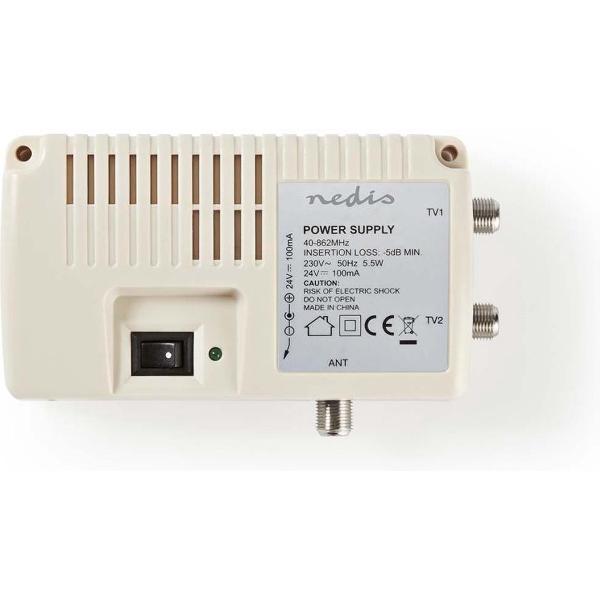 Nedis SPIN100WT Power-inserter Voor Satelliet 2x F-uitgang Tussenschakeldemping: -5 Db