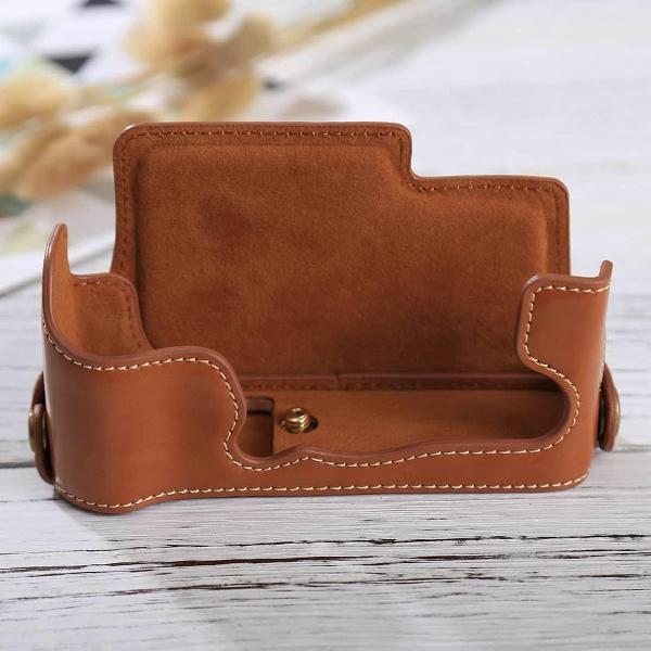 1/4 inch draad PU lederen camera half behuizing basis voor FUJIFILM X-E3 (bruin)